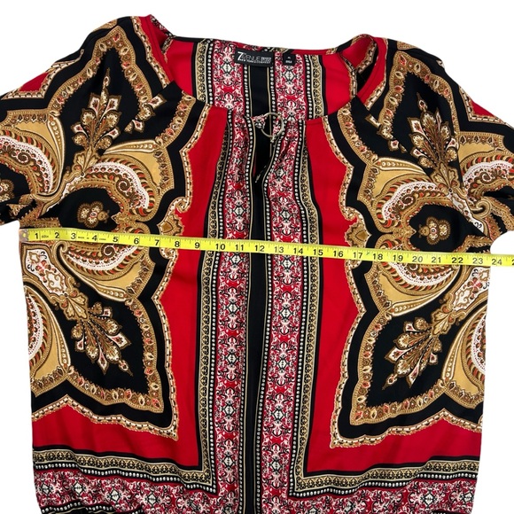 New York And Company 7th Avenue Design Studio Women Printed Blouse XL Black/Red - Picture 4 of 6